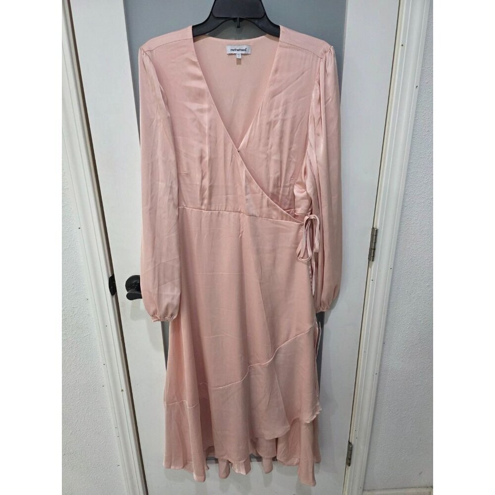 Motherhood Maternity Blush Pink Wrap Midi Dress